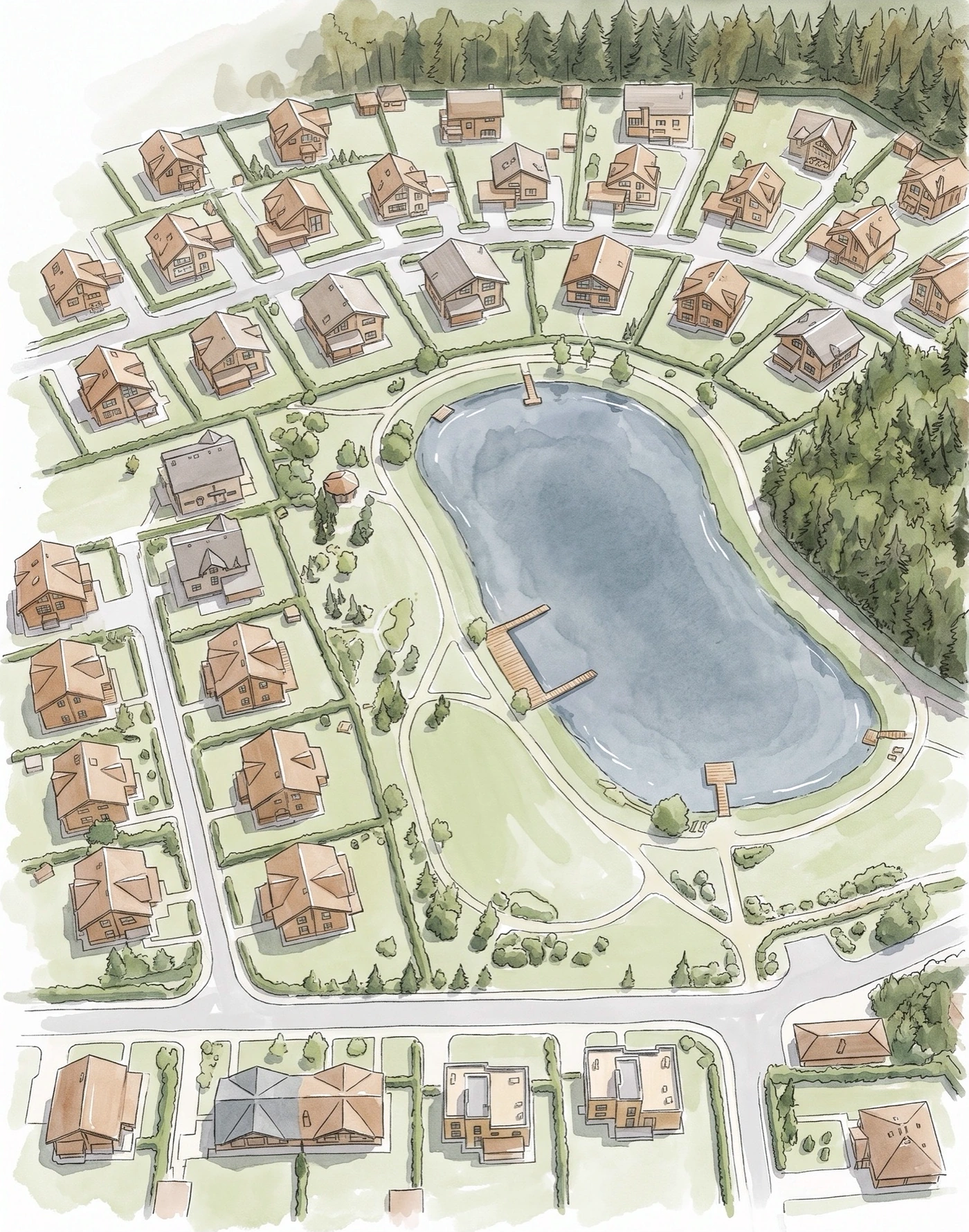 Field survey drawing of the territory seen from above